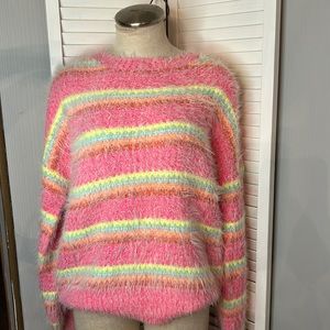 &Merci Multi Colored ,BarbieOversized,Crew Neck Sweater Size S, Bohemian,Festive
